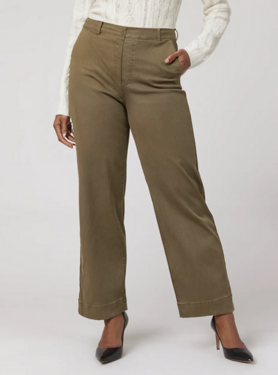 Pantaloni larghi in twill a vita alta