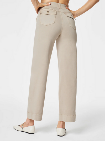 Pantaloni larghi in twill a vita alta