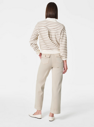 Pantaloni larghi in twill a vita alta