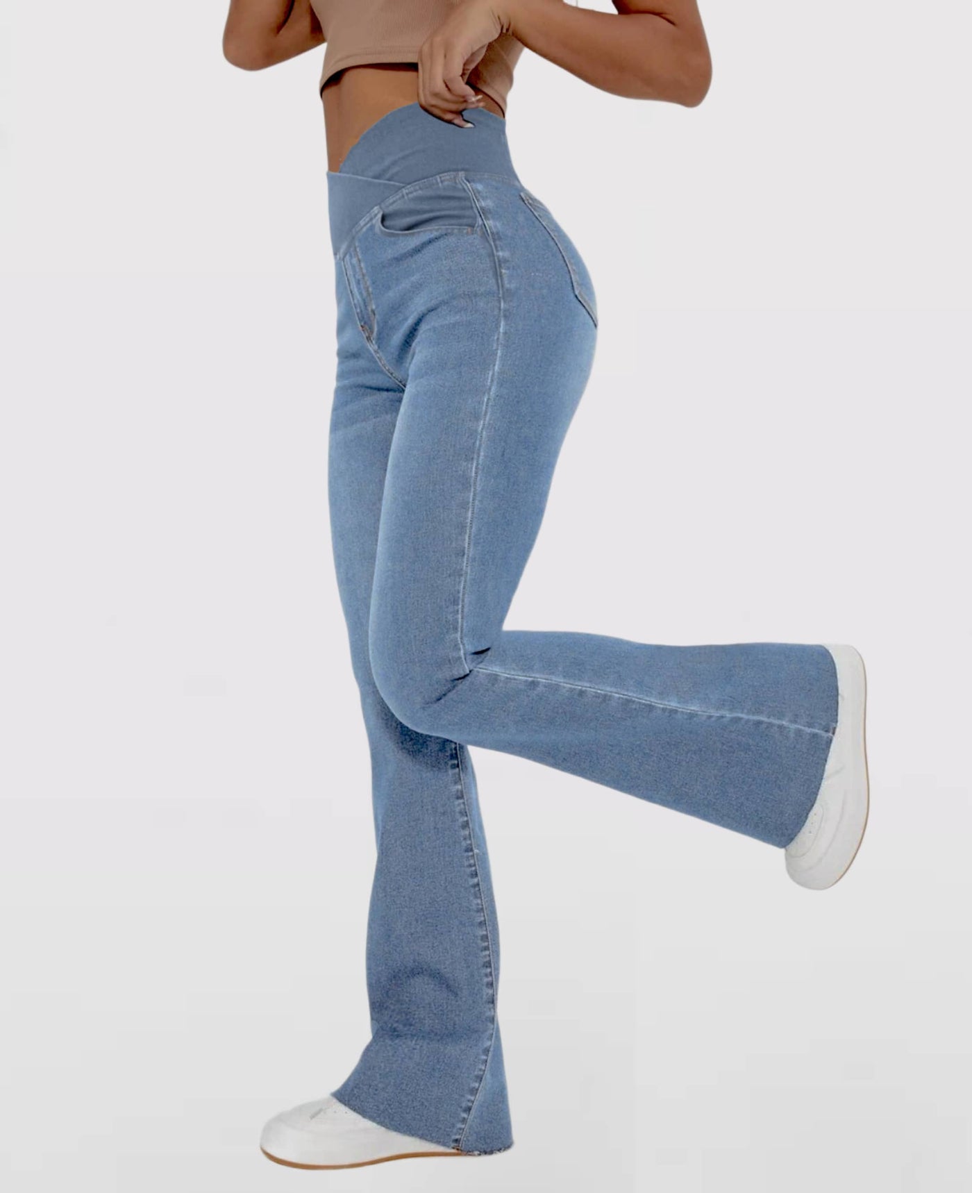 Aida | Jeans stretch con incrocio a vita alta