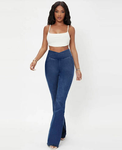 Aida | Jeans stretch con incrocio a vita alta