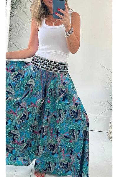 Pantaloni larghi stampati bohémien da donna